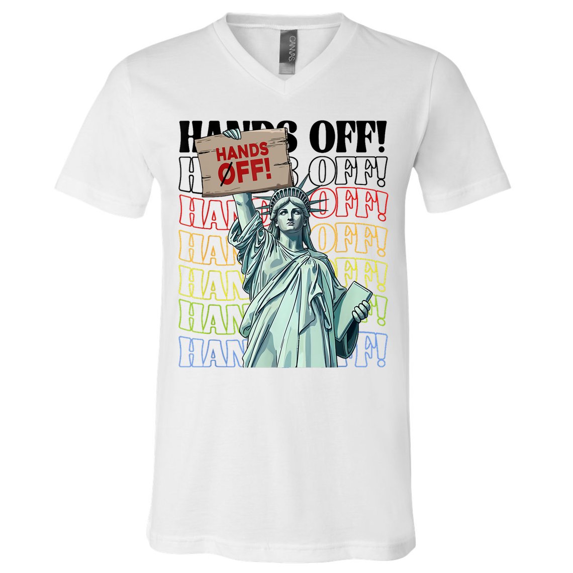 Resist Hands Off Vintage We The People American Flag Protest  V-Neck T-Shirt