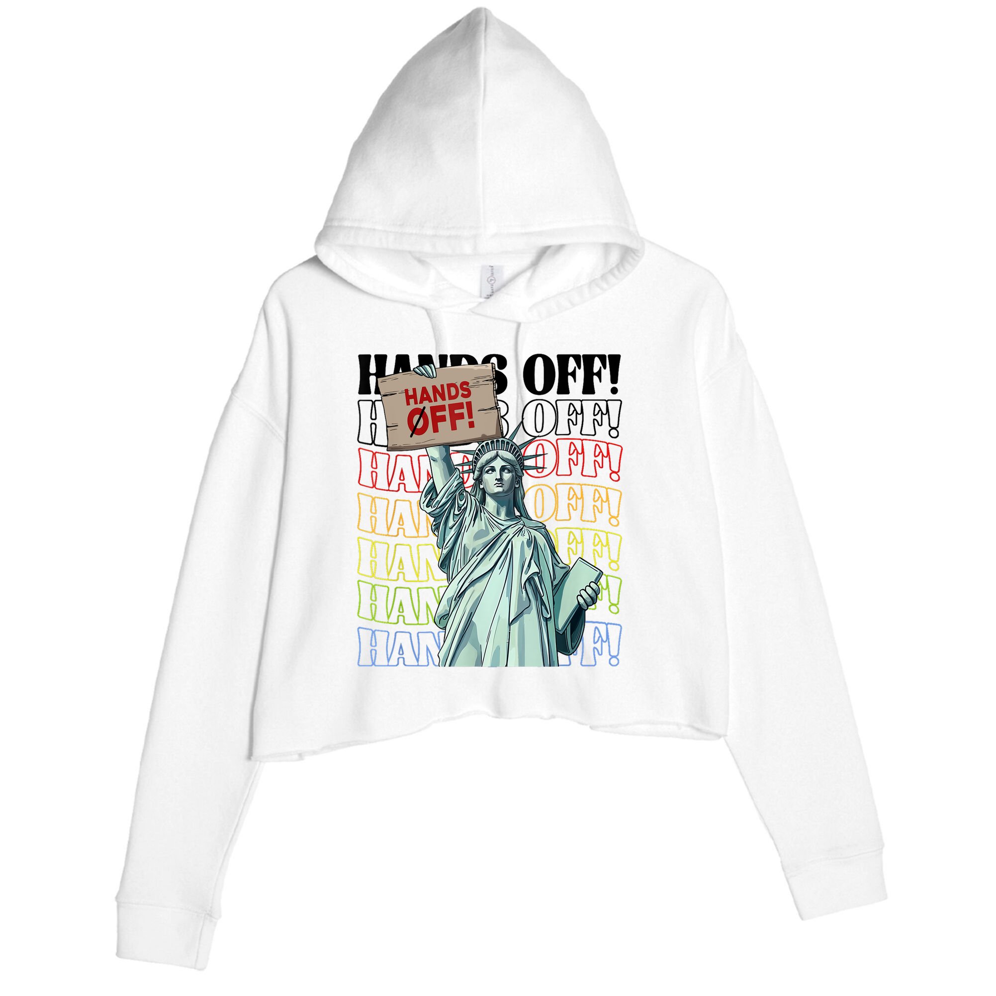 Resist Hands Off Vintage We The People American Flag Protest  Crop Fleece Hoodie