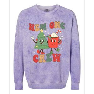 Retro Hem Onc Crew Hematology Oncology Nurse Christmas Colorblast Crewneck Sweatshirt