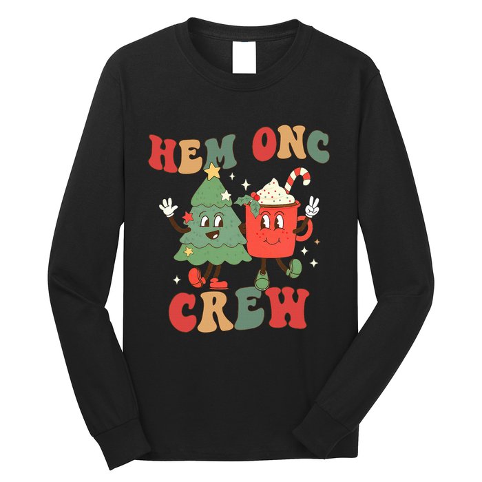 Retro Hem Onc Crew Hematology Oncology Nurse Christmas Long Sleeve Shirt