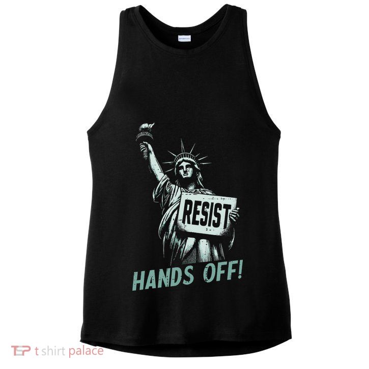 Resist Hands Off Statue Liberty Civil Rights Women Ladies PosiCharge Tri-Blend Wicking Tank