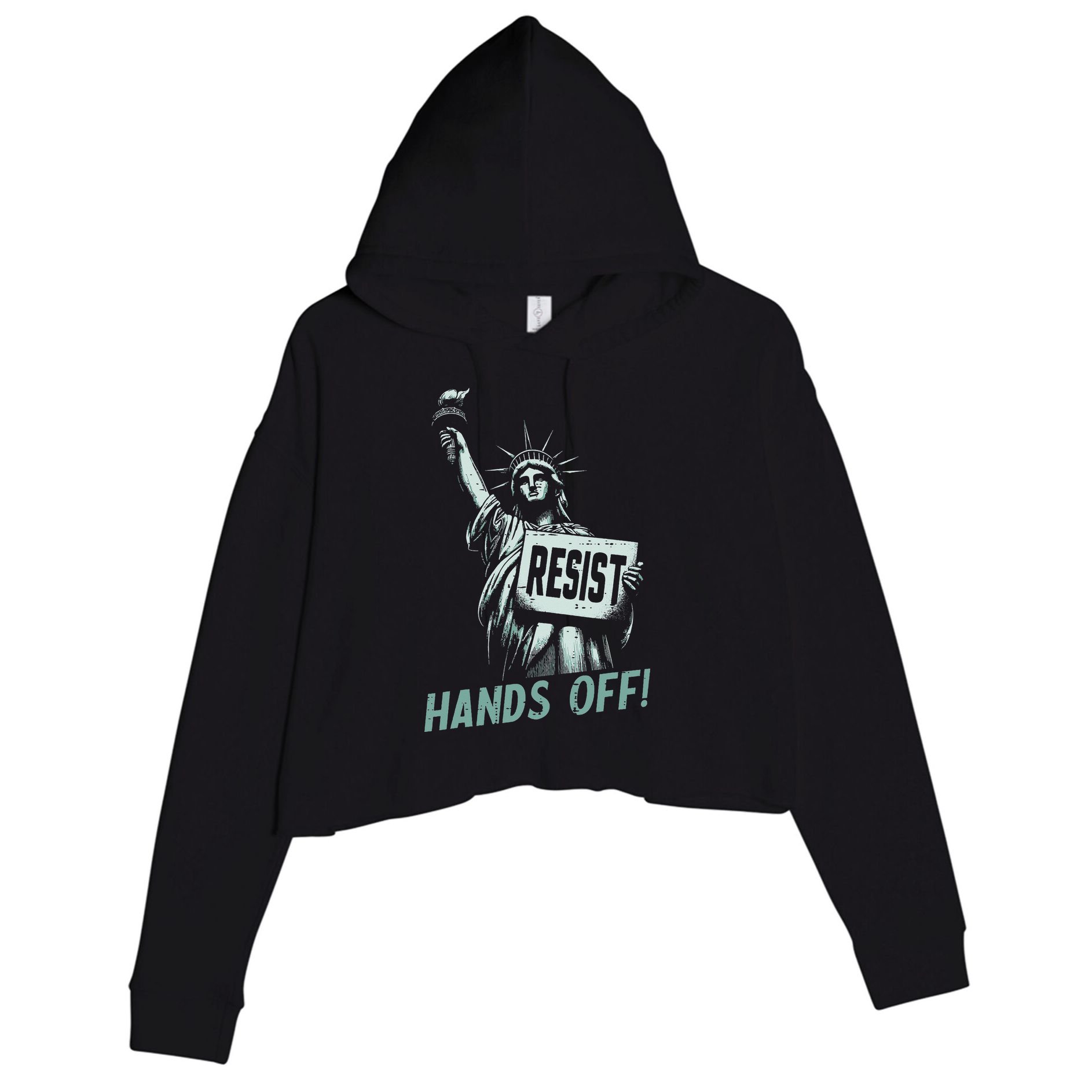 Resist Hands Off Statue Liberty Civil Rights Women Crop Fleece Hoodie