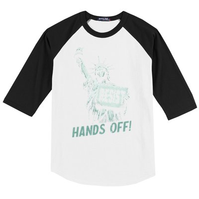 Resist Hands Off Statue Liberty Civil Rights Women Baseball Sleeve Shirt