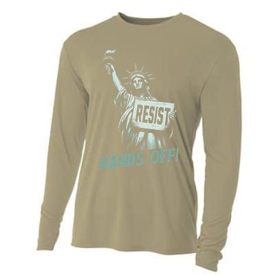Resist Hands Off Statue Liberty Civil Rights Women Cooling Performance Long Sleeve Crew