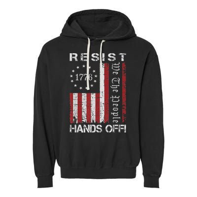 Resist Hands Off Protest Flag Protest Garment-Dyed Fleece Hoodie