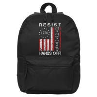 Resist Hands Off Protest Flag Protest 16 in Basic Backpack