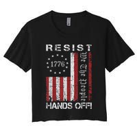 Resist Hands Off Protest Flag Protest Women's Crop Top Tee