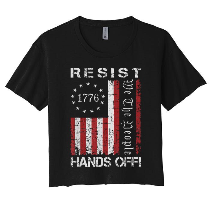 Resist Hands Off Protest Flag Protest Women's Crop Top Tee