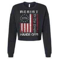 Resist Hands Off Protest Flag Protest Cropped Pullover Crew