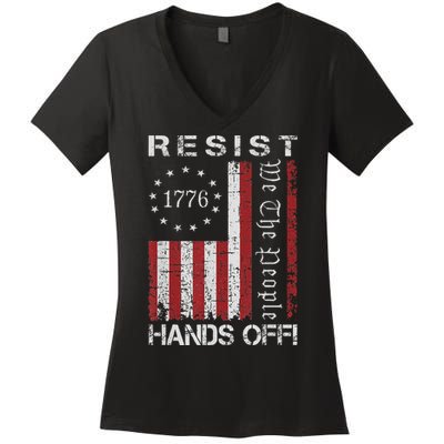 Resist Hands Off Protest Flag Protest Women's V-Neck T-Shirt