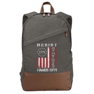 Resist Hands Off Protest Flag Protest Cotton Canvas Backpack