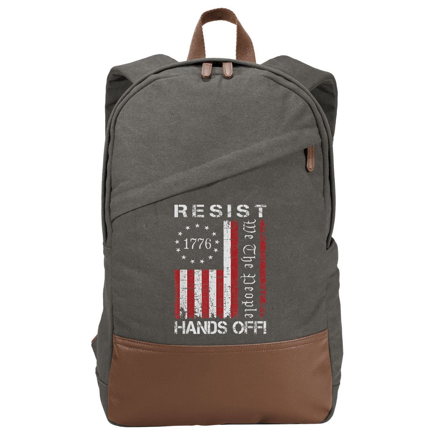 Resist Hands Off Protest Flag Protest Cotton Canvas Backpack
