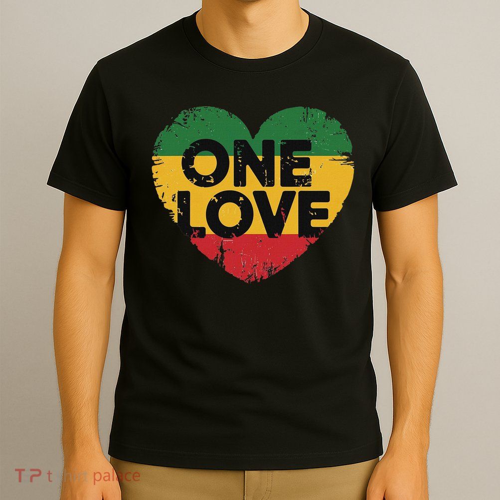 Reggae Heart One Love Rasta Reggae Music Rastafarian Jamaica T-Shirt