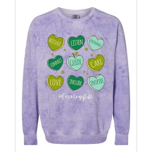 Retro Hearts Oncology Nurse Life Funny St Patrick's Day Colorblast Crewneck Sweatshirt