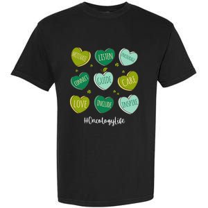 Retro Hearts Oncology Nurse Life Funny St Patrick's Day Garment-Dyed Heavyweight T-Shirt