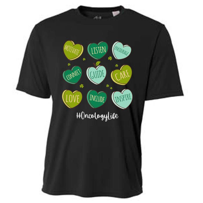 Retro Hearts Oncology Nurse Life Funny St Patrick's Day Cooling Performance Crew T-Shirt