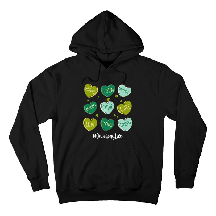 Retro Hearts Oncology Nurse Life Funny St Patrick's Day Hoodie