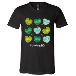 Retro Hearts Oncology Nurse Life Funny St Patrick's Day V-Neck T-Shirt