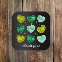 Retro Hearts Oncology Nurse Life Funny St Patrick's Day Coaster