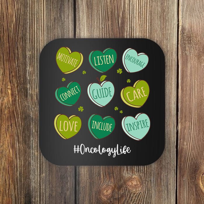 Retro Hearts Oncology Nurse Life Funny St Patrick's Day Coaster