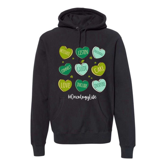 Retro Hearts Oncology Nurse Life Funny St Patrick's Day Premium Hoodie