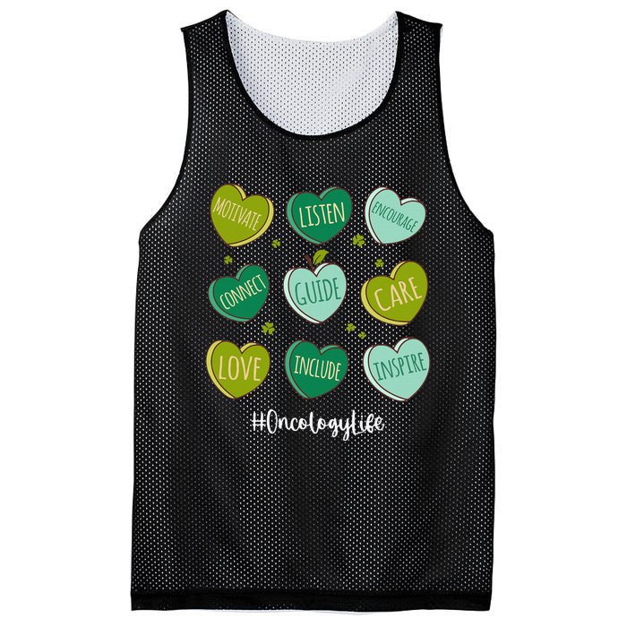 Retro Hearts Oncology Nurse Life Funny St Patrick's Day Mesh Reversible Basketball Jersey Tank