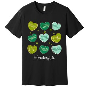 Retro Hearts Oncology Nurse Life Funny St Patrick's Day Premium T-Shirt