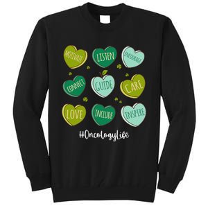 Retro Hearts Oncology Nurse Life Funny St Patrick's Day Tall Sweatshirt