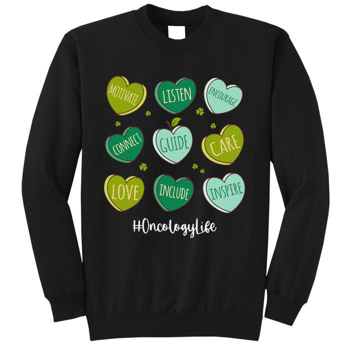 Retro Hearts Oncology Nurse Life Funny St Patrick's Day Tall Sweatshirt