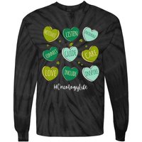 Retro Hearts Oncology Nurse Life Funny St Patrick's Day Tie-Dye Long Sleeve Shirt