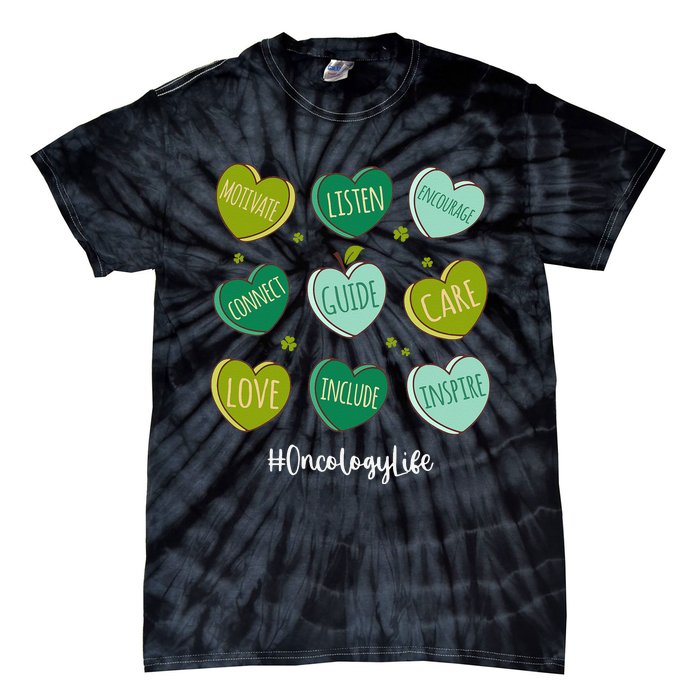 Retro Hearts Oncology Nurse Life Funny St Patrick's Day Tie-Dye T-Shirt