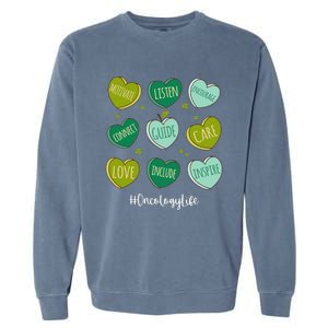 Retro Hearts Oncology Nurse Life Funny St Patrick's Day Garment-Dyed Sweatshirt