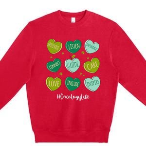 Retro Hearts Oncology Nurse Life Funny St Patrick's Day Premium Crewneck Sweatshirt