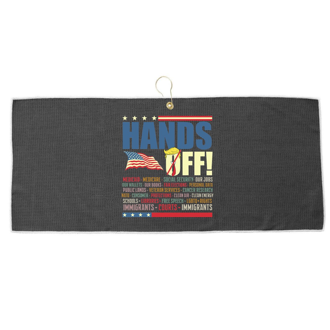 Resist Hands Off Protest Anti Trump Large Microfiber Waffle Golf Towel