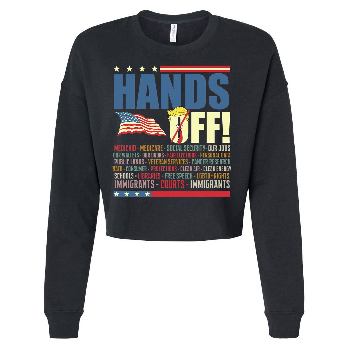 Resist Hands Off Protest Anti Trump Cropped Pullover Crew