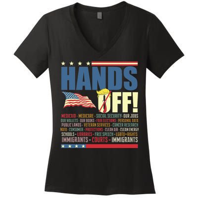 Resist Hands Off Protest Anti Trump Women's V-Neck T-Shirt