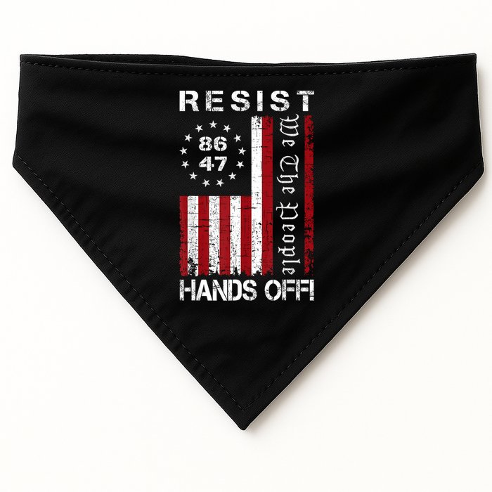 Resist Hands Off Protest 8647 86 47 Flag Protest USA-Made Doggie Bandana