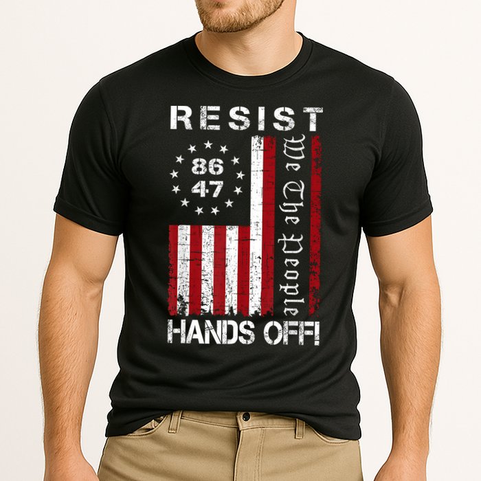 Resist Hands Off Protest 8647 86 47 Flag Protest Cooling Performance Crew T-Shirt
