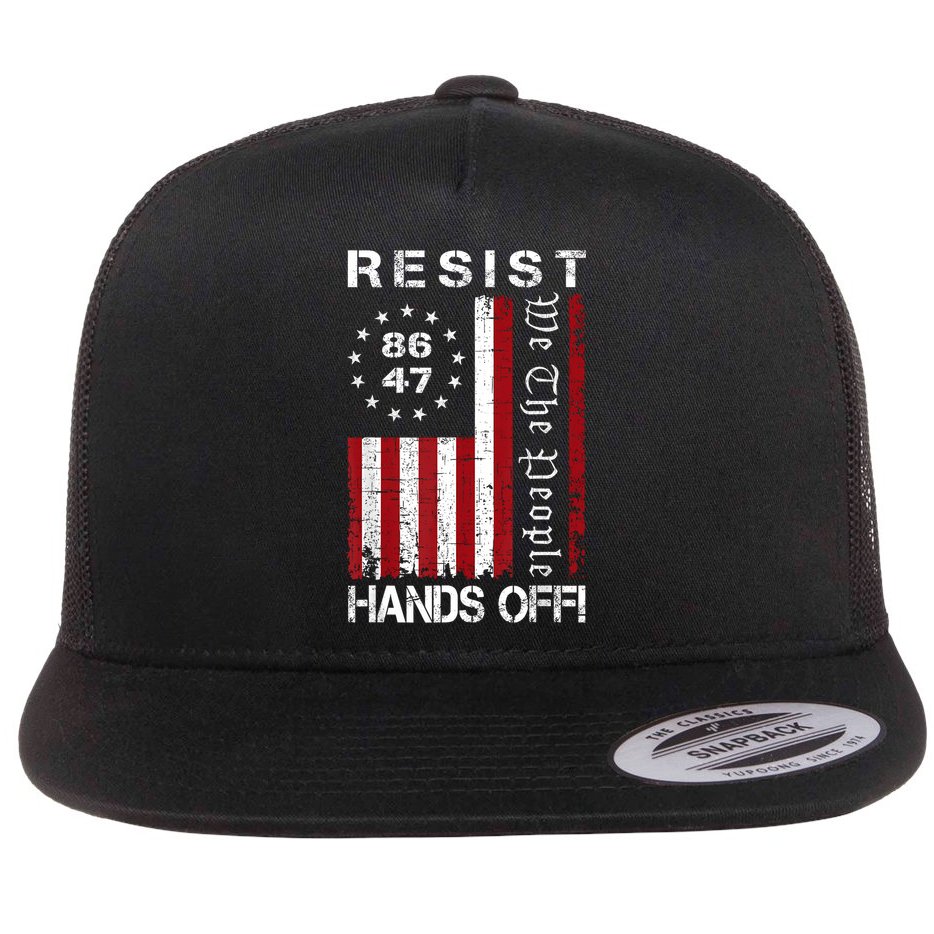 Resist Hands Off Protest 8647 86 47 Flag Protest Flat Bill Trucker Hat