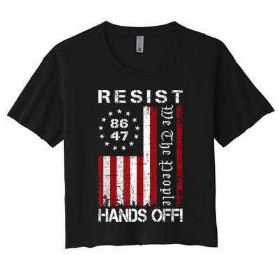 Resist Hands Off Protest 8647 86 47 Flag Protest Crop Top