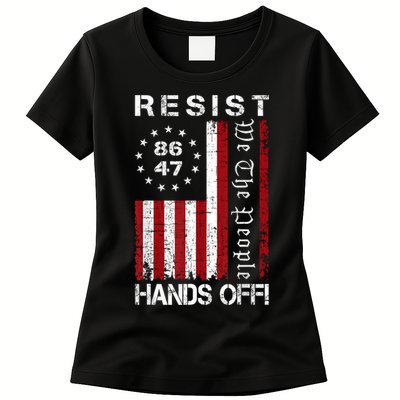 Resist Hands Off Protest 8647 86 47 Flag Protest Womens T-Shirt
