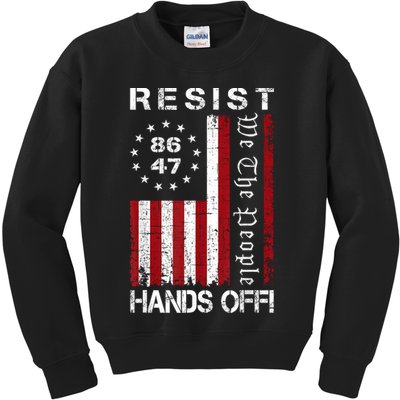 Resist Hands Off Protest 8647 86 47 Flag Protest Kids Sweatshirt