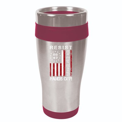 Resist Hands Off Protest 8647 86 47 Flag Protest 16oz Travel Tumbler