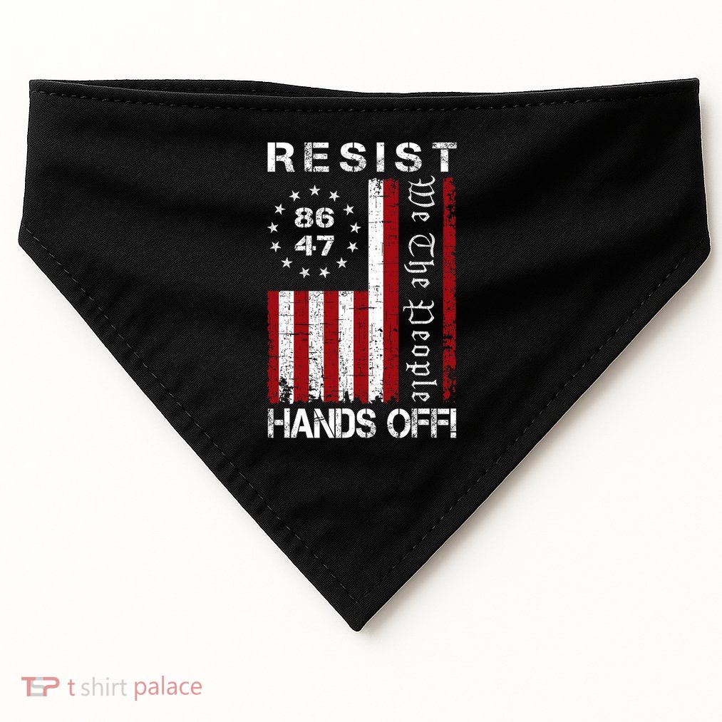Resist Hands Off 8647 We The People American Flag Protest USA-Made Doggie Bandana