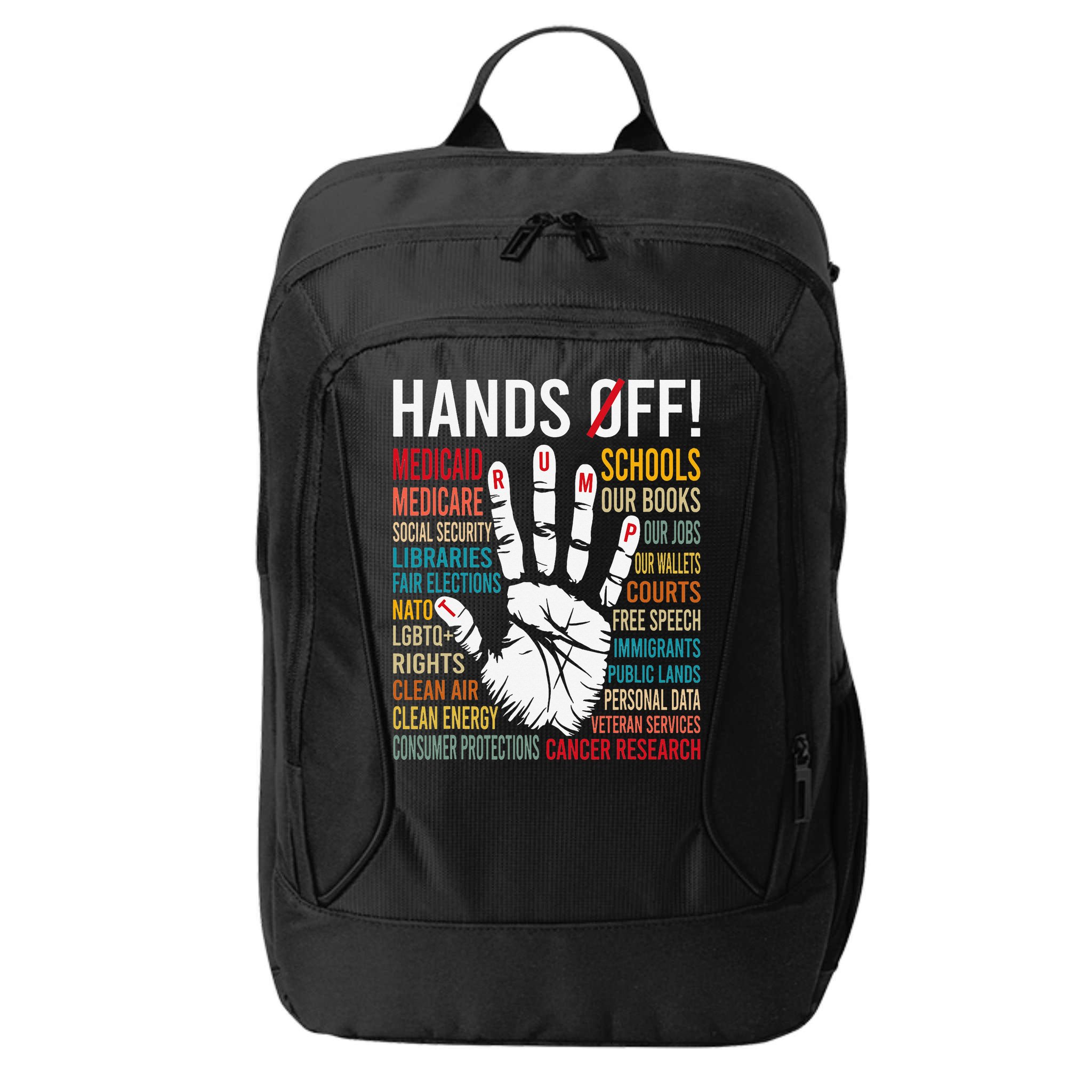 Resist Hands Off Protest City Backpack
