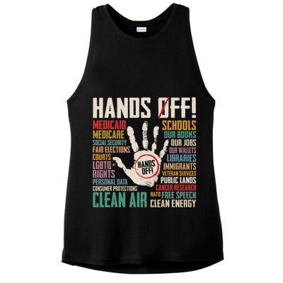 Retro Hands Off Protest Social Security And Medicare Protest Ladies PosiCharge Tri-Blend Wicking Tank