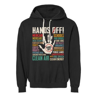 Retro Hands Off Protest Social Security And Medicare Protest Garment-Dyed Fleece Hoodie