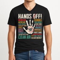 Retro Hands Off Protest Social Security And Medicare Protest V-Neck T-Shirt