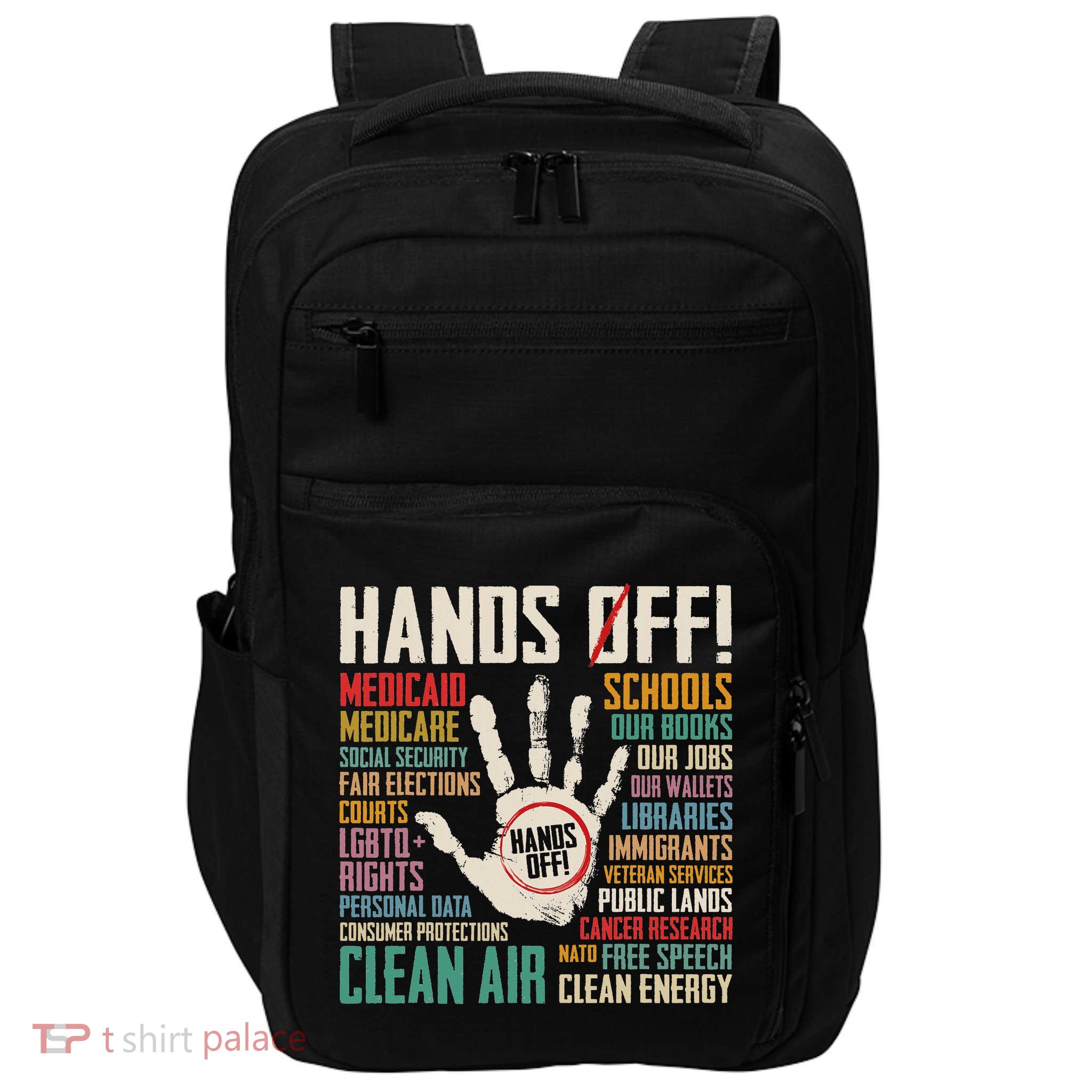 Retro Hands Off Protest Social Security And Medicare Protest Impact Tech Backpack