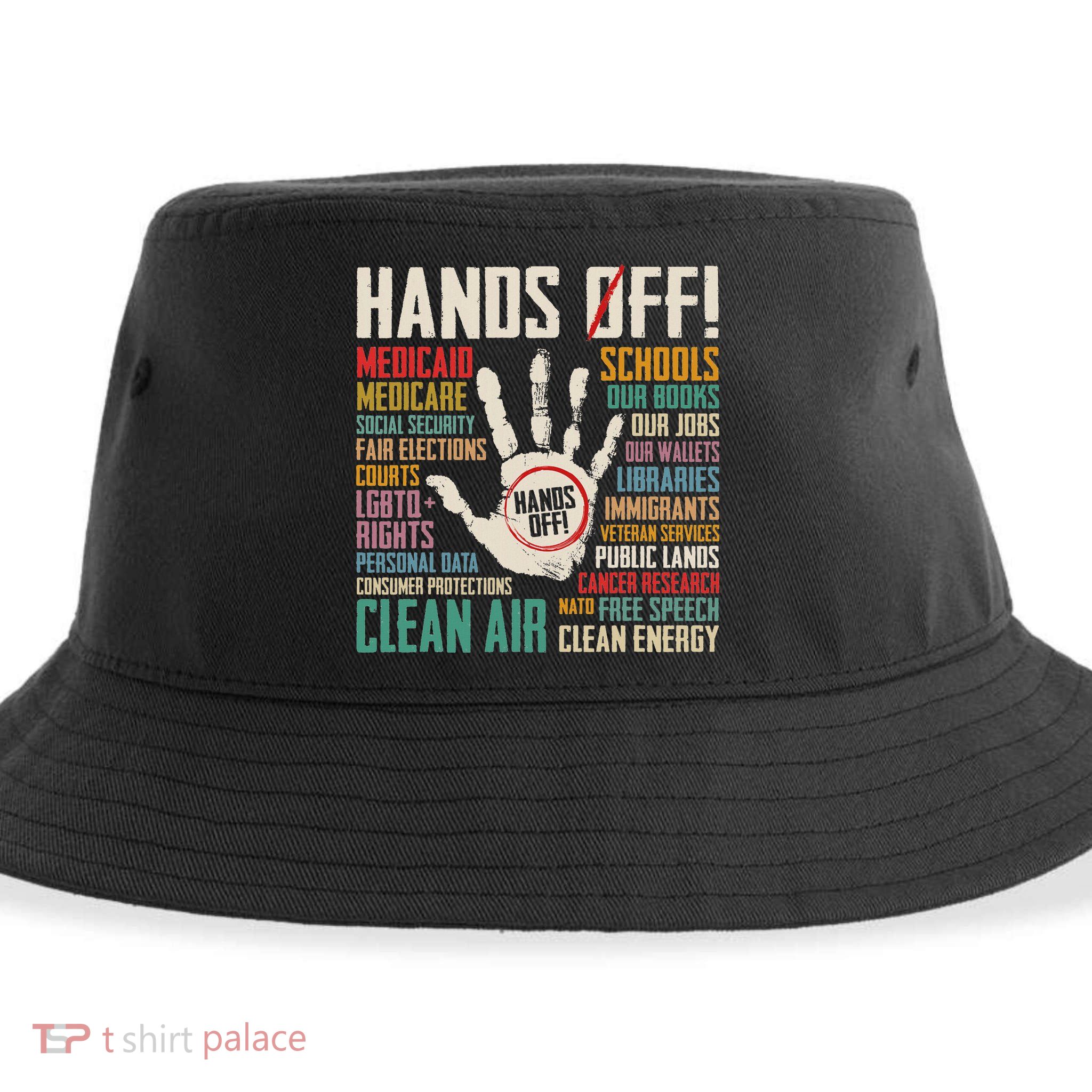 Retro Hands Off Protest Social Security And Medicare Protest Sustainable Bucket Hat